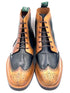 Oscar William Brogue Boots – Light Tan / Navy Blue Mix Patina