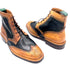 Oscar William Brogue Boots – Light Tan / Navy Blue Mix Patina