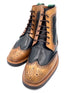 Oscar William Brogue Boots – Light Tan / Navy Blue Mix Patina