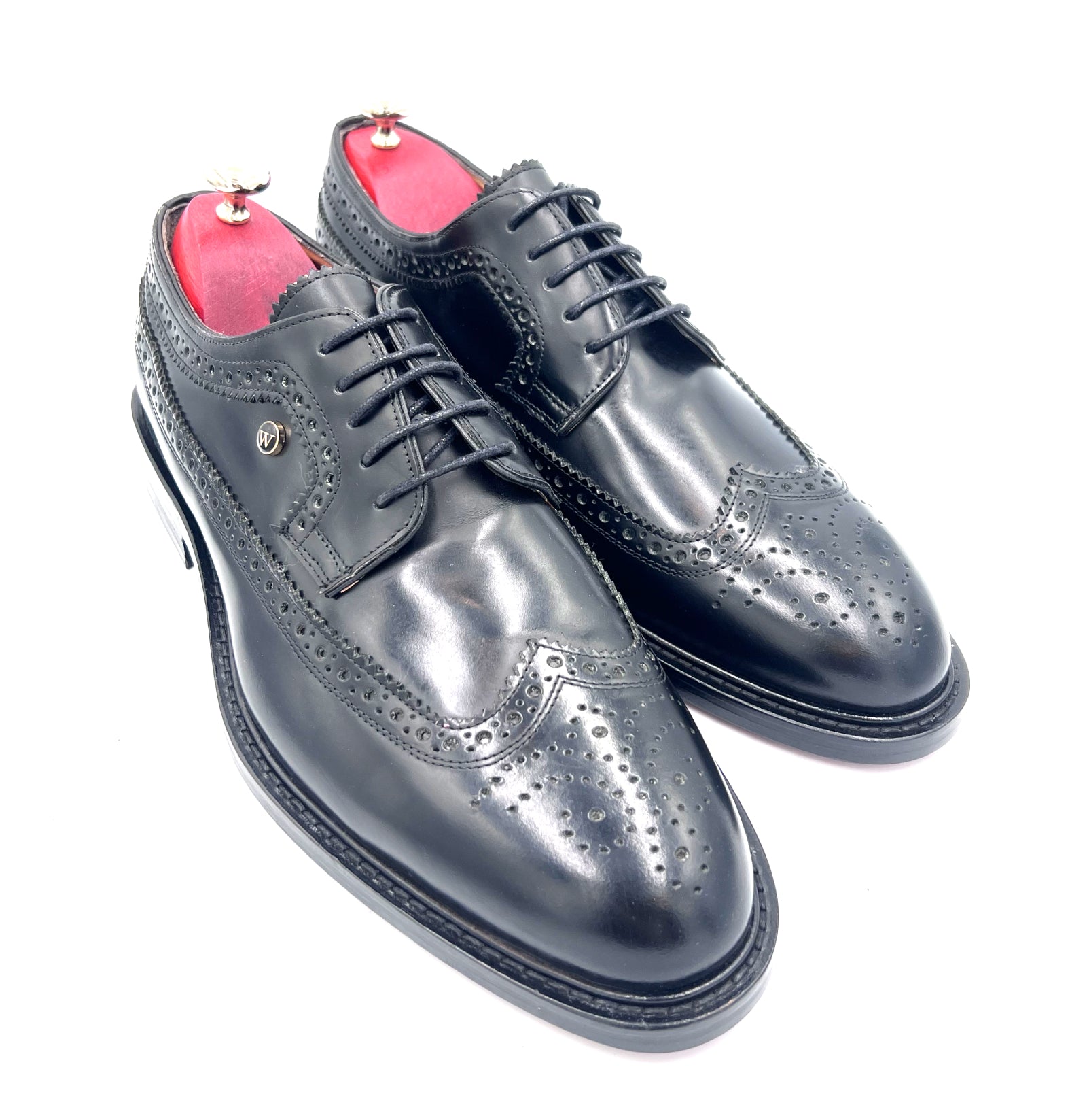 Oscar William Classic Brogue – Royal Long Wing | Black High Shine