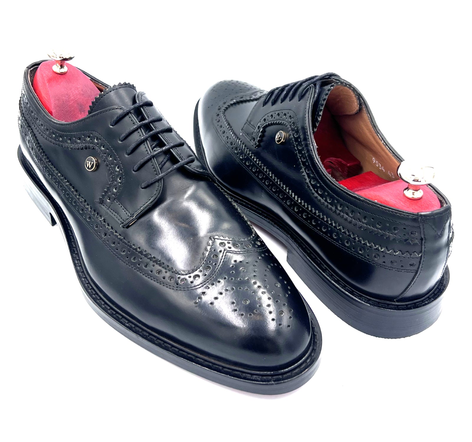 Oscar William Classic Brogue – Royal Long Wing | Black High Shine