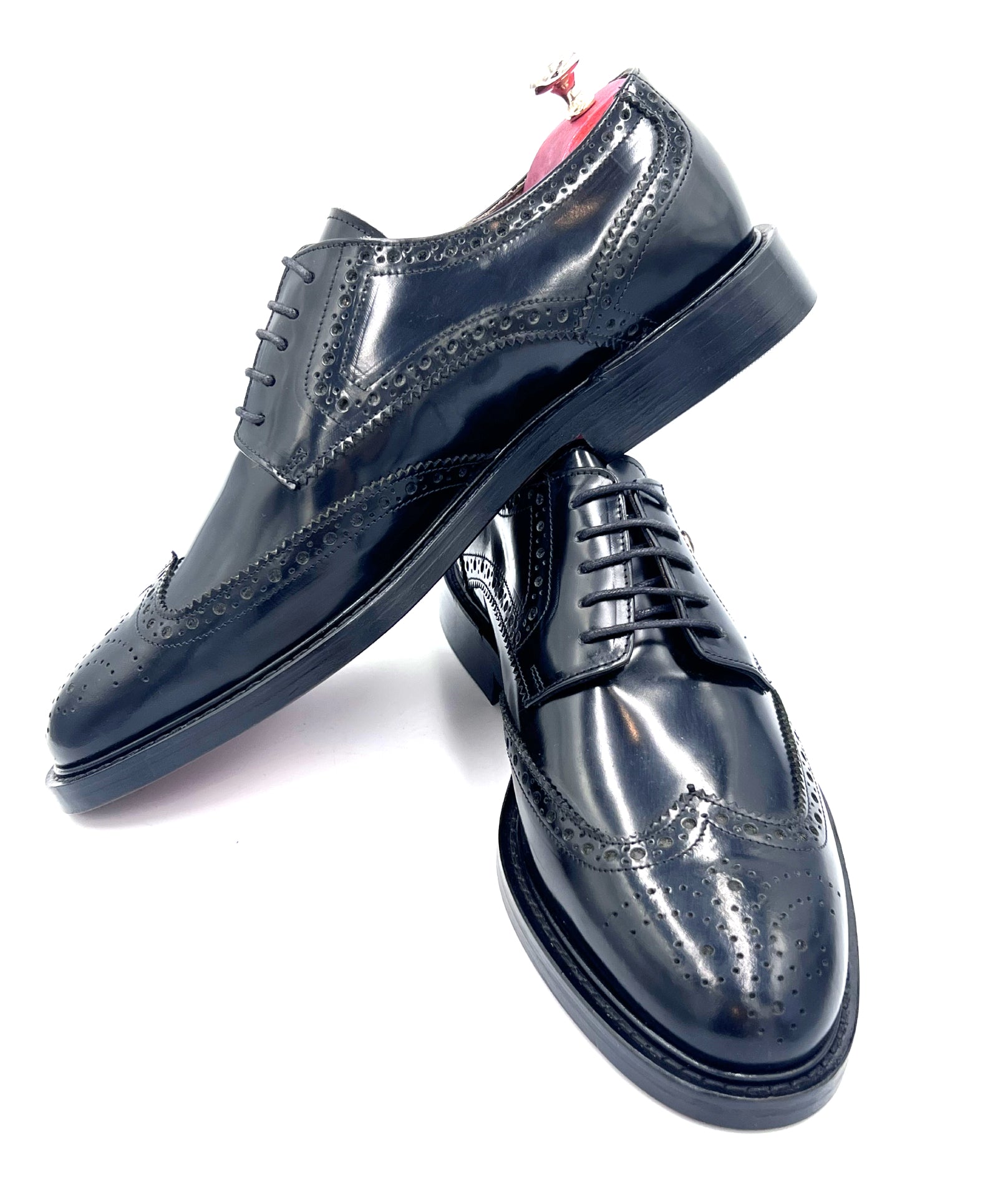 Oscar William Brogues – High Shine Black | Leather Sole
