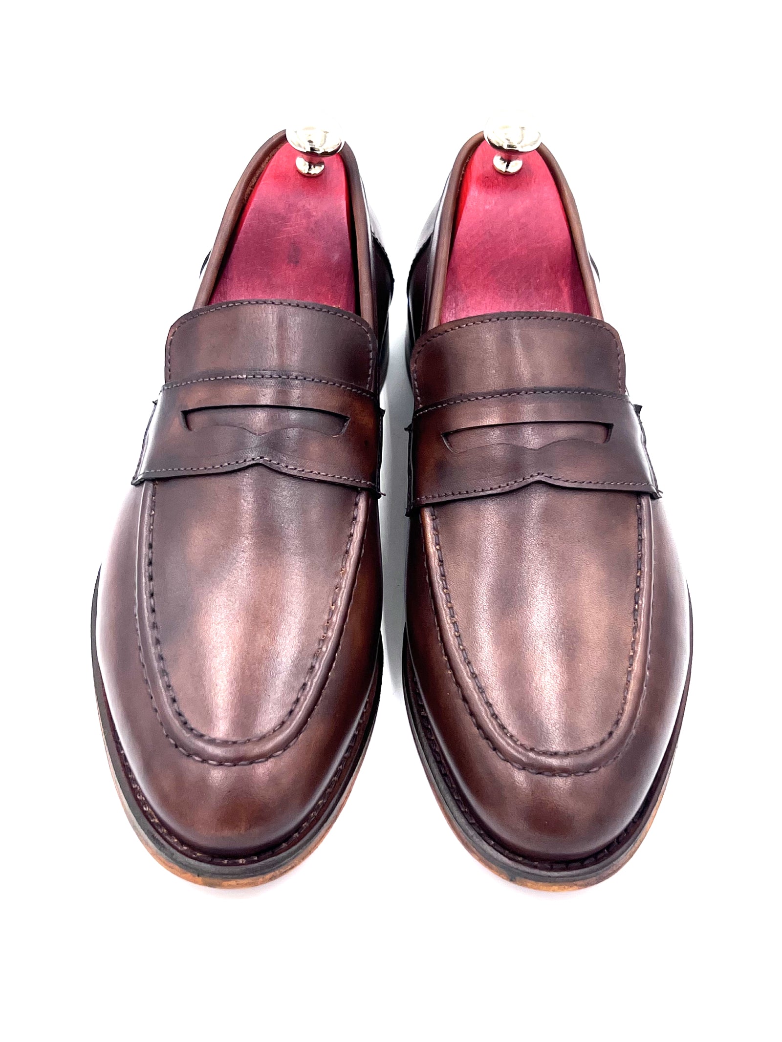 Oscar William Shaded Brown Patina Penny Loafers