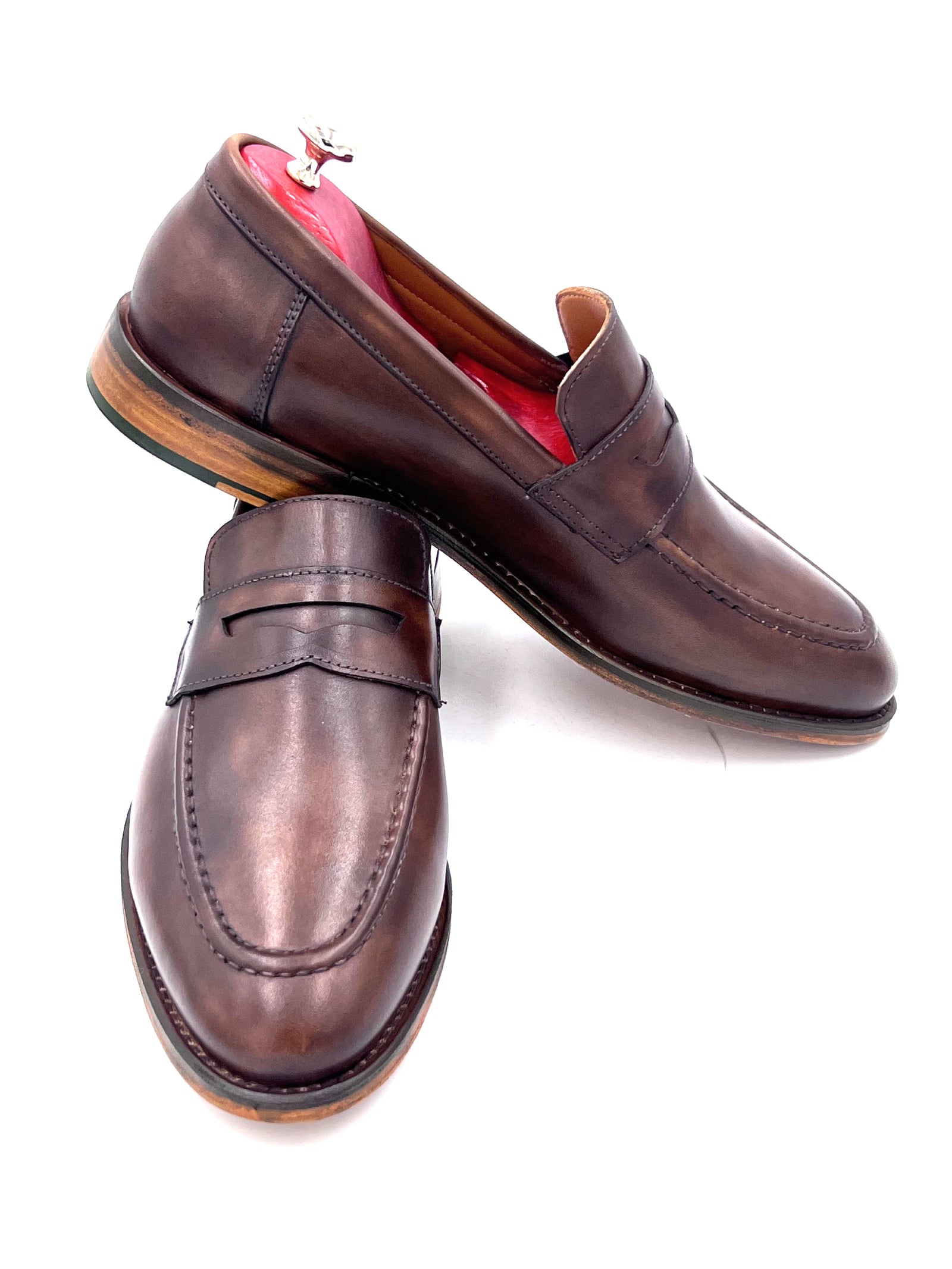 Oscar William Shaded Brown Patina Penny Loafers