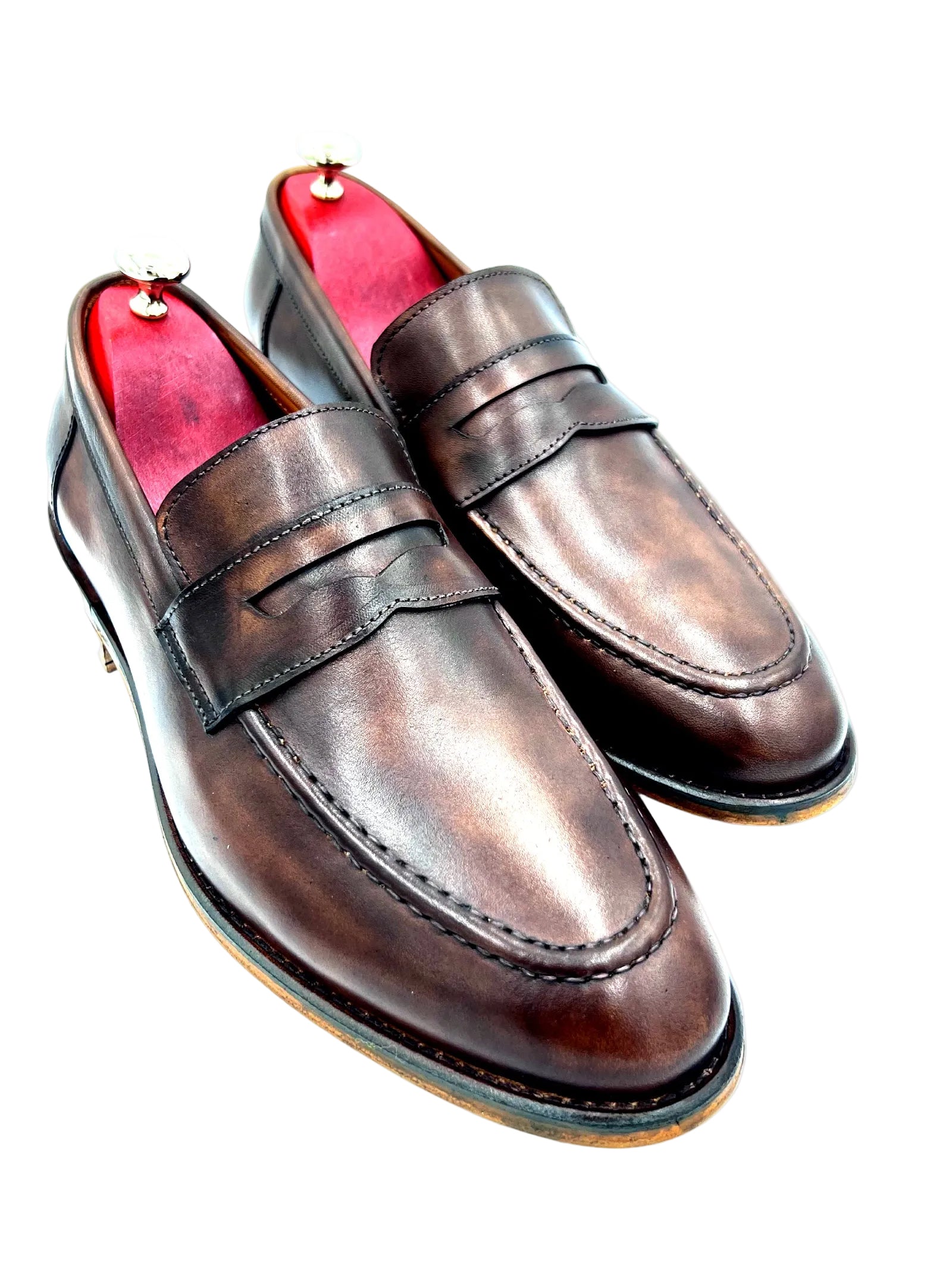 Oscar William Shaded Brown Patina Penny Loafers