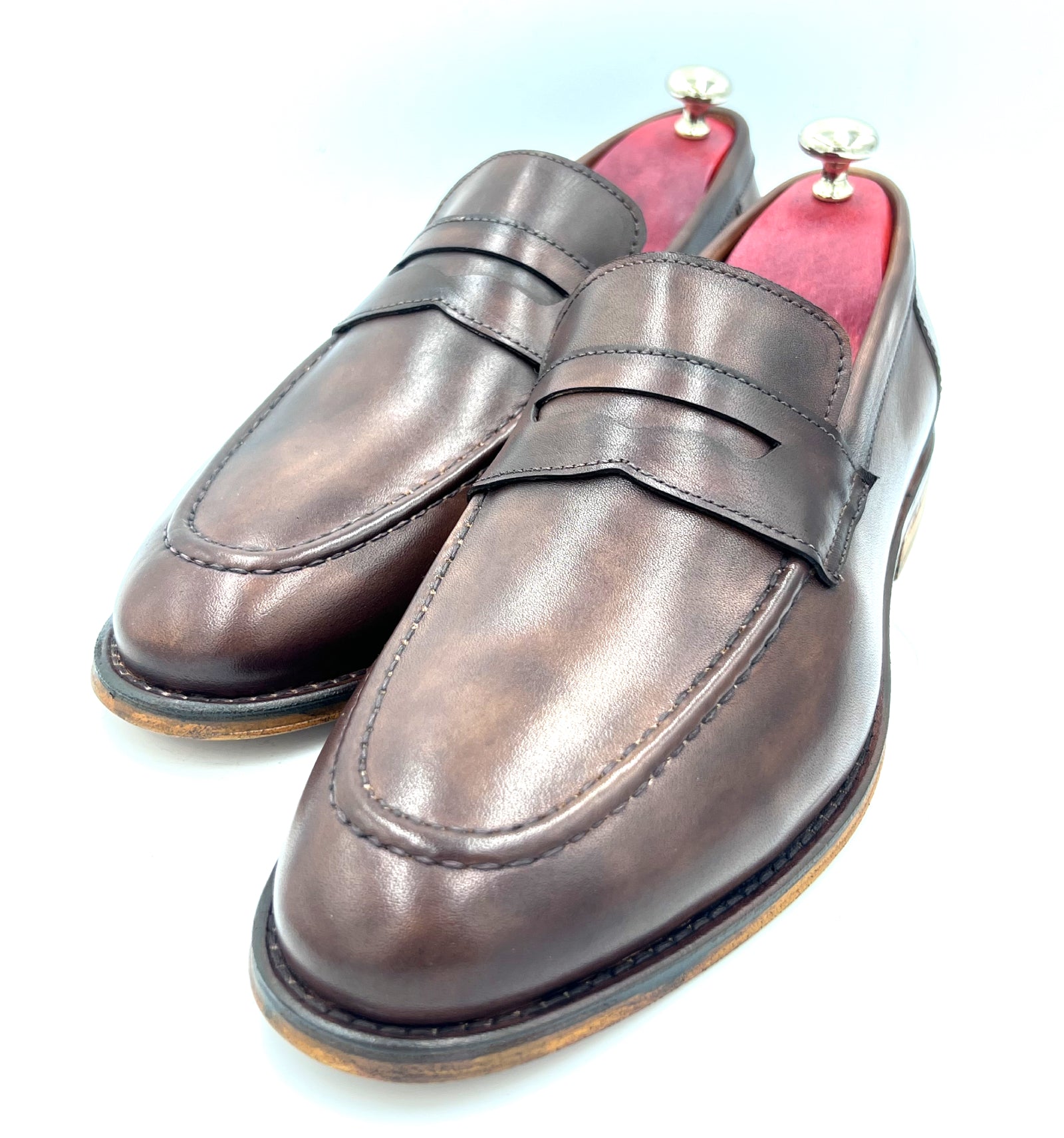 Oscar William Shaded Brown Patina Penny Loafers