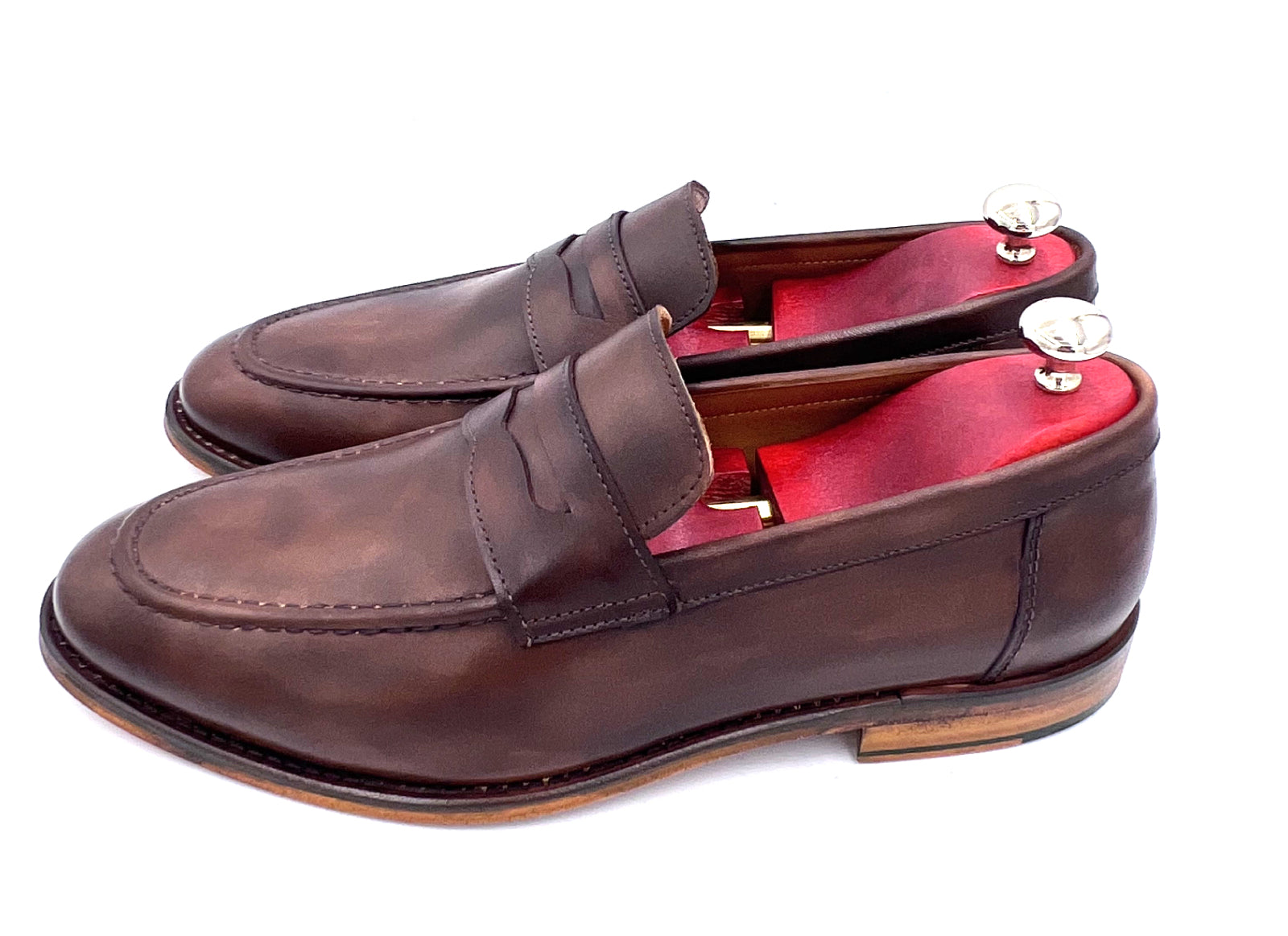 Oscar William Shaded Brown Patina Penny Loafers