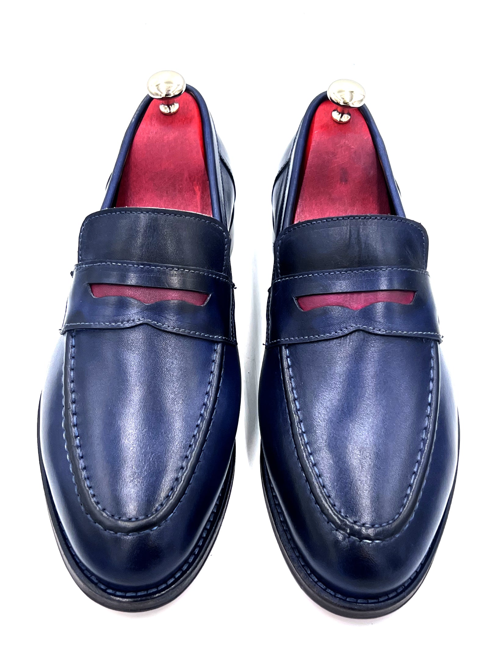Oscar William Navy Blue Penny Loafers – Leather Sole
