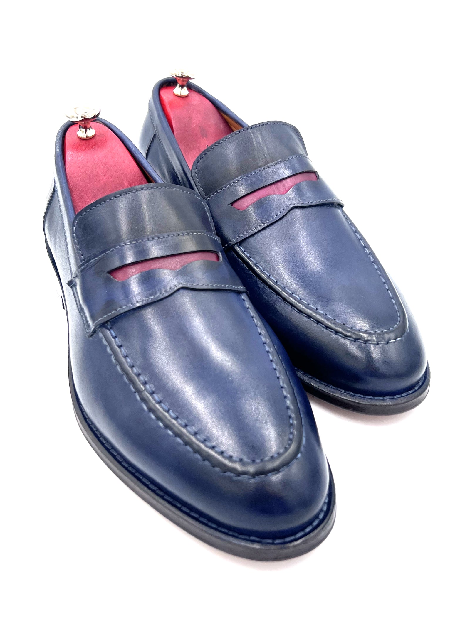 Oscar William Navy Blue Penny Loafers – Leather Sole
