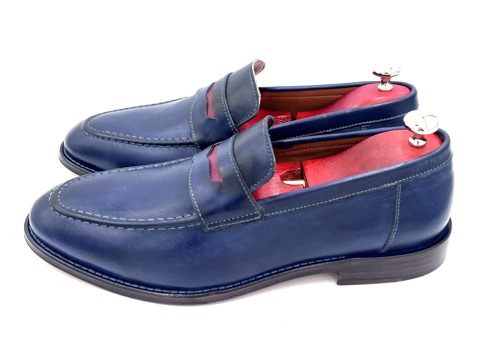 Oscar William Navy Blue Penny Loafers – Leather Sole

