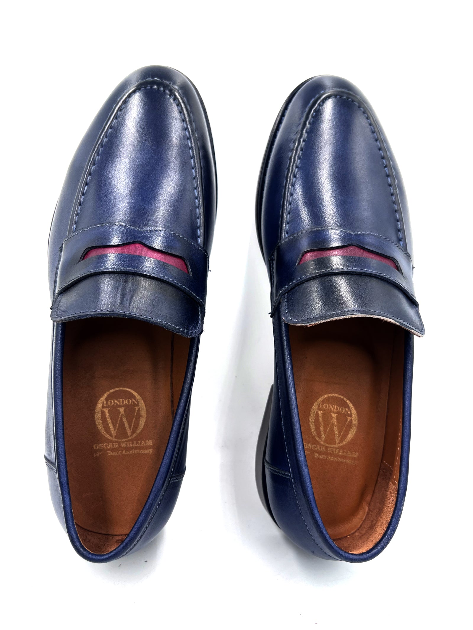 Oscar William Navy Blue Penny Loafers – Leather Sole
