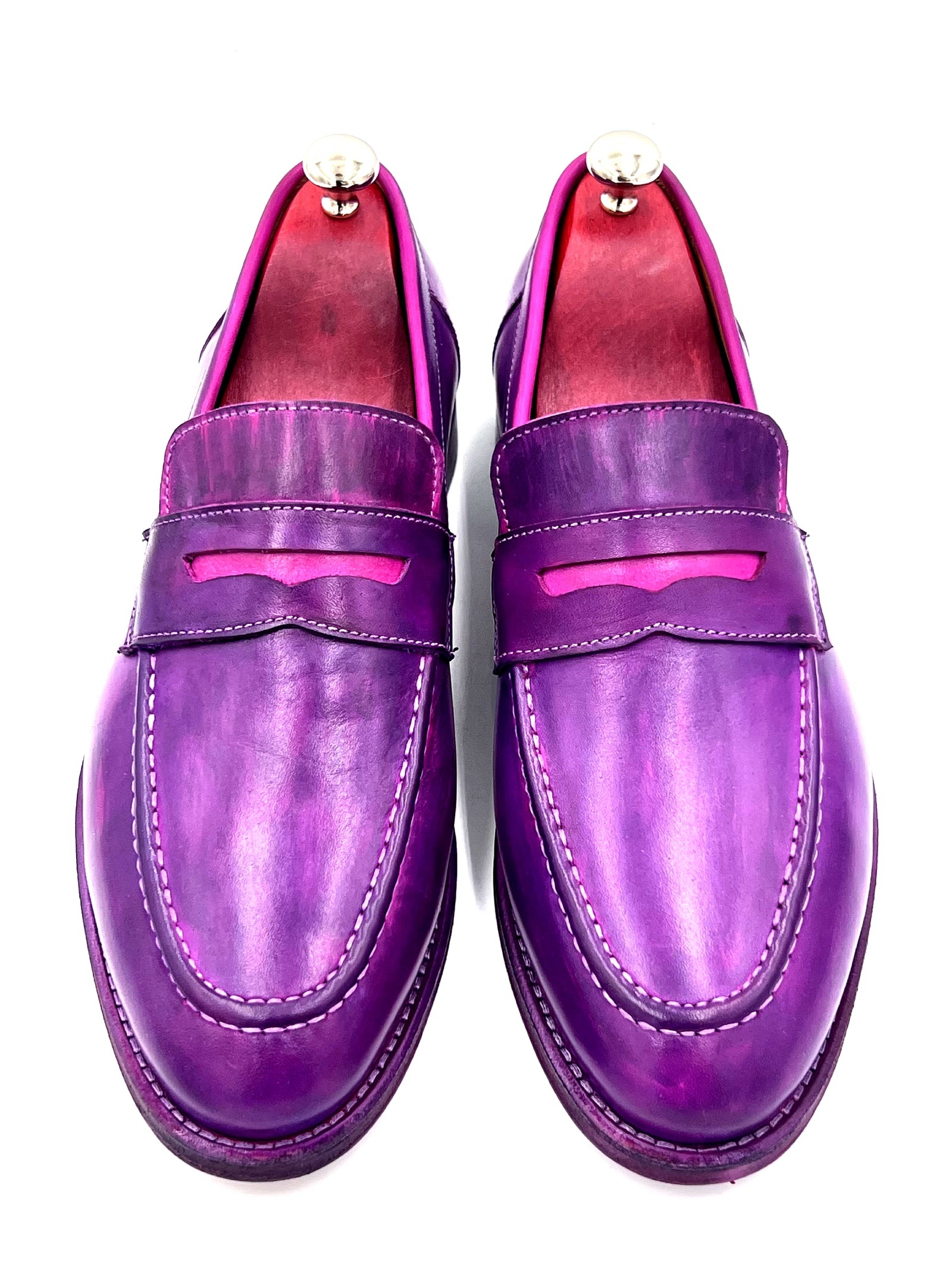 Oscar William Purple Patina Penny Loafers – Leather Sole