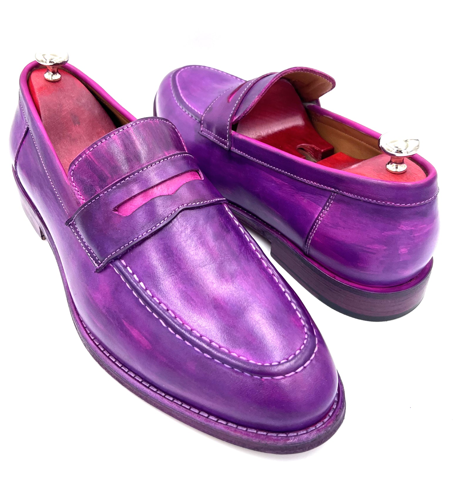 Oscar William Purple Patina Penny Loafers – Leather Sole