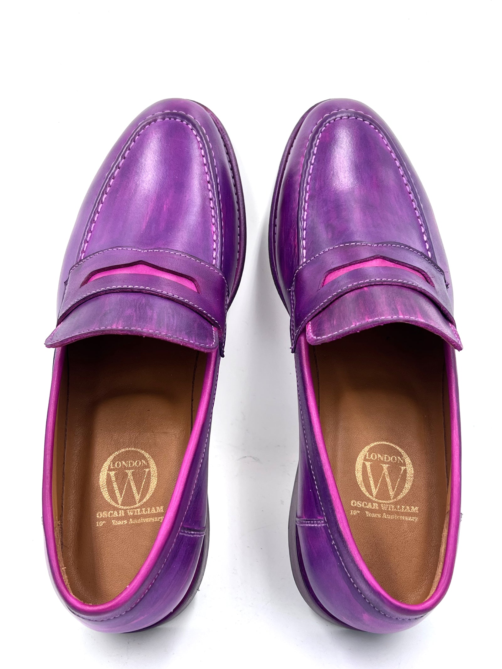 Oscar William Purple Patina Penny Loafers – Leather Sole