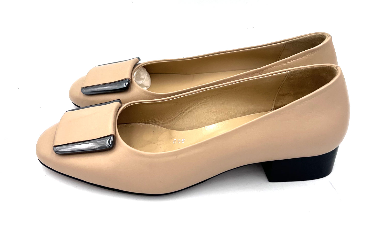 Women’s Beige Leather Shoes with Buckle – Leather Sole
