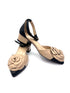 Oscar William Floral Pointed Pump – Beige & Black