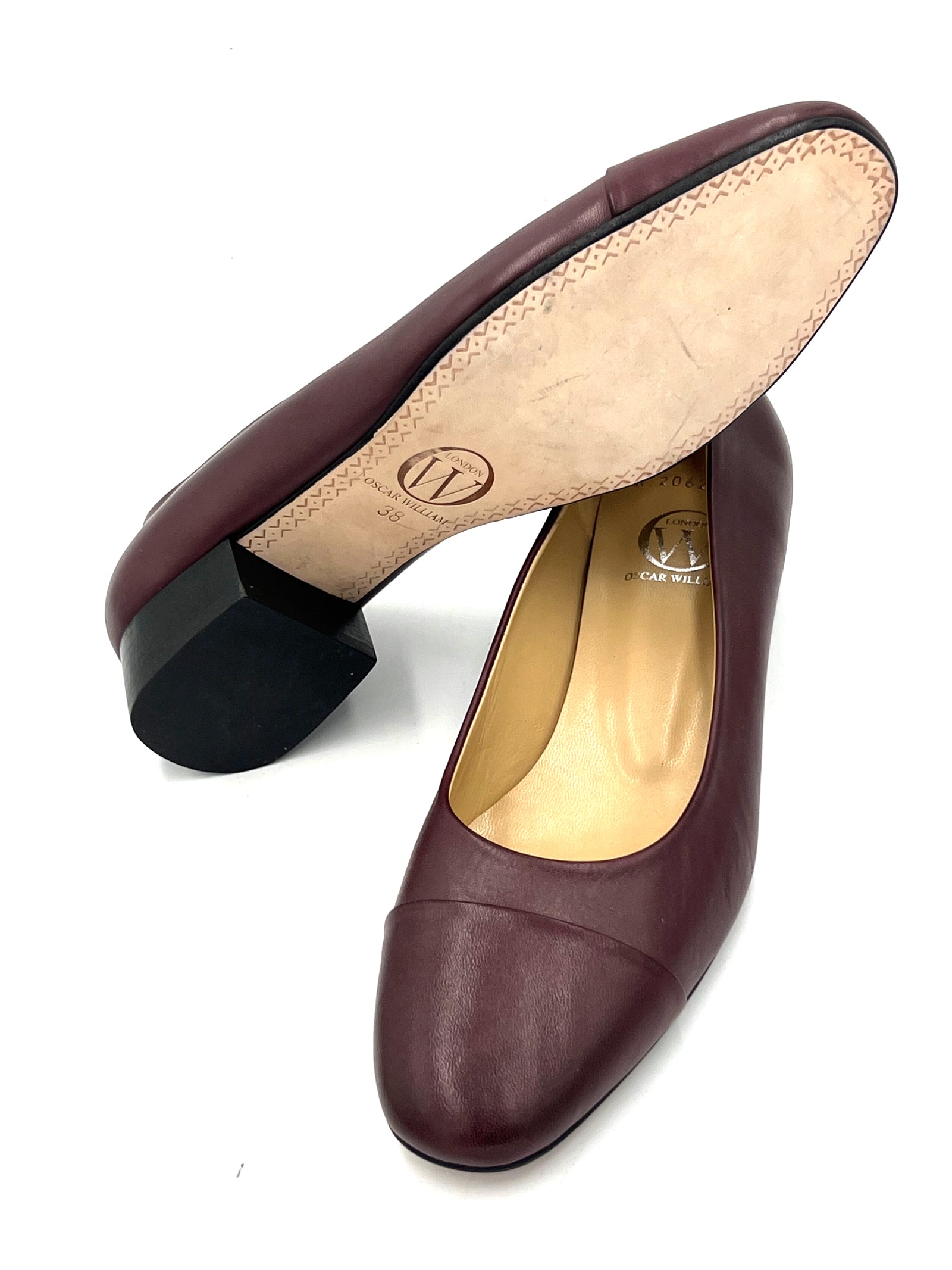 Oscar William Maroon Leather Pumps – Leather Sole