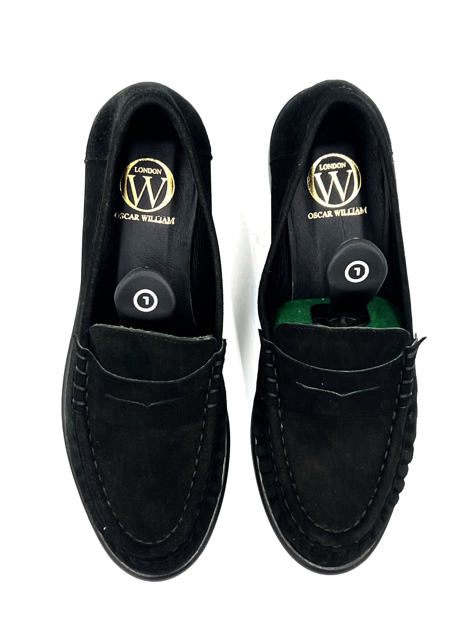 Oscar William Black Suede Penny Loafers