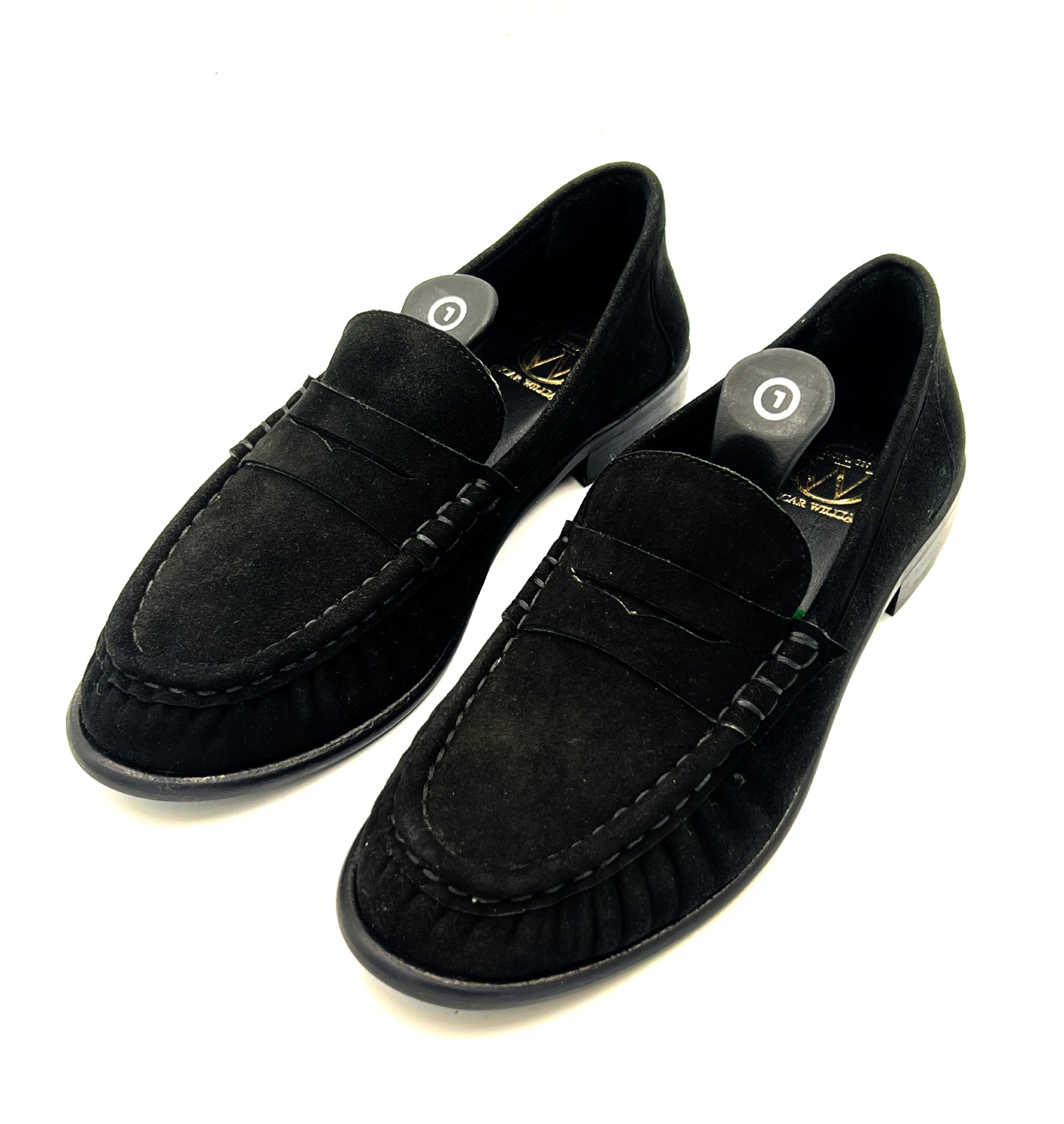 Oscar William Black Suede Penny Loafers